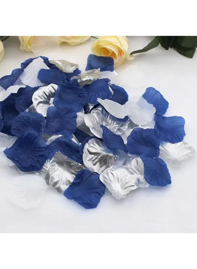 Navy Blue And Silver Fabric Rose Petals 1000pcs For Wedding Table Decorations - Image 4